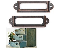 20Pcs Antieke Stijl Ladehouder - Labelhouder voor Kantoor Bibliotheek - Bestandslade Tag Platen - Rekken Naamkaart Houder Frames (Rood Brons)