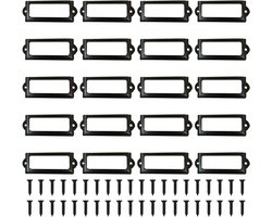 20Pcs Metaal Labelhouder - Label Frame - 83 X 32mm Labelhouder - Plank Labelhouder - Met Schroef - Kantoorkast - Boekenplank