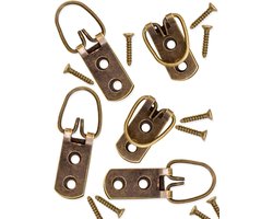 20x Antieke Fotohaken met Schroeven voor Lijsten, Spiegels en Wandmeubels - Brons/Koper Design