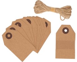 20x Cadeaulabels karton aan jute - touw 7 cm