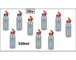 20x Drink flesje 330ml met vaste dop - Drinkfles water sap limonade festival