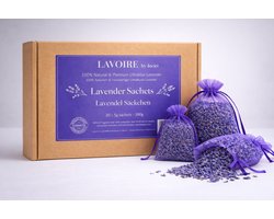 20x Lavoire Lavendel Geurzakjes – Mottenballen - Natuurlijke Motten Bestrijding - Anti Motten - Mottenval - Kledingsmotten - Langdurige Geur, Duurzaam & Kalmerend - 100% Gedroogde Lavendel voor Kleding, Textiel & Auto