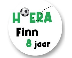 20x Sluitsticker Voetbal met naam - zwart groen wit - 40 mm - Verjaardags sticker - Sluitzegel - Sticker Verjaardag jongens meisjes - Uitdelen - Cadeau's Kado's - Glossy - Sluitzegel - Wensetiket - Uitdelen - Jarig - Trakteren-Afscheid