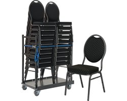 20x Stackchair Basic Pro - in transportkar - zwart/goud