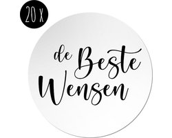20x Sticker | DE BESTE WENSEN | 45 mm | Oud & Nieuw / Gelukkig Nieuwjaar / 2023 | zwart & wit