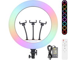 22 inch LED Ringlamp met Statief van 2m (verstelbaar), Telefoonhouder en Draagzak | 55 cm | Youtube | TikTok | Instagram | Vlogging | Fotografie | Ringlamp met statief | Ring lamp | Ringlight | Ring Light