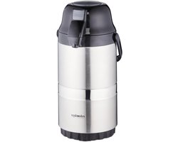 22 liter koffiekan met drukknop, rvs en kunststof, hengsel, horeca en kantoor, zilver/zwart