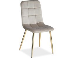 2218, fluwelen stoel, woonkamer, stoel, eetkamer, keukenstoel, gestoffeerde stoel, beige crème goud