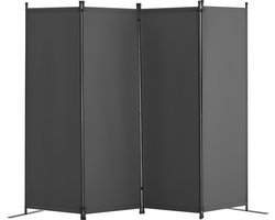228 x 45 x 172.5 cm Opvouwbaar Kamerscherm Met 4 Panelen, Stoffen Afscheiding Voor Kantoor, Slaapkamer, Eetkamer, Studeerkamer, Vrijstaand, Lichtgrijs