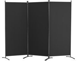 228 x 52 x 184 cm Kamerscherm, Opvouwbaar Privacyscherm, Vrijstaand Stoffen Kamerscherm Voor Kantoor, Slaapkamer, Studeerkamer, Eetkamer, 3-Delig, Zwart