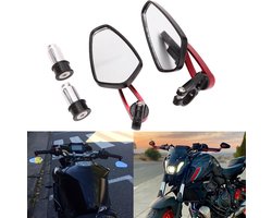 22mm Zijkanten Spiegels voor Motorfiets en Scooter - Rood Handvat voor Cruiser en Chopper Fietsen