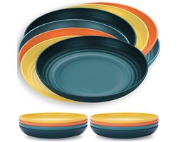 23 cm Grote Diepe kunststof Borden 8 Stukken, kunststof dinerborden, Onbreekbare En Herbruikbare Lichte Gewicht Diner Platen Pasta en Dumpling Bowl Magnetron Veilig BPA Vrije Vaatwasser Veilig...