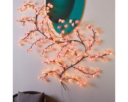 2,3 m met 144 LED-lampjes, geschikt voor kamerdecoratie, flexibele kunstbloemverlichting, LED-takverlichting, interieurwanddecoratie, sfeer - roze.