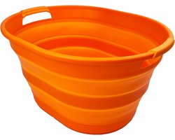 23l opvouwbare Plastic wasmand-ovale bad / mand-Opvouwbare opslagcontainer / Organizer-Draagbare wastafel-ruimtebesparende Wasmand (Oranje)