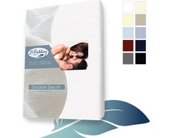 24-Bedding - Jersey Hoeslaken -  100% katoen - Lits Jumeaux - 160x210 cm - Wit - 30 cm