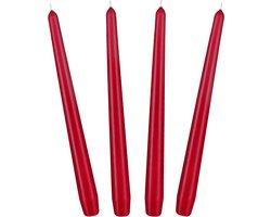 24 cm Conische Kaarsen voor Kandelaars en Kaarshouders - 4 stuks - Lange, Druipvrije Sierkaarsen met Lange Brandduur - Kaarsenset Donkerrood