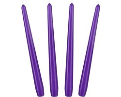 24 cm Conische Kaarsen voor Kandelaars en Kaarshouders - 4 stuks - Lange, Druipvrije Sierkaarsen met Lange Brandduur - Kaarsenset Paars