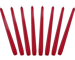 24 cm Conische Kaarsen voor Kandelaars en Kaarshouders - 8 stuks - Lange, Druipvrije Sierkaarsen met Lange Brandduur - Kaarsenset Donkerrood
