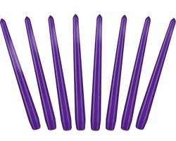 24 cm Conische Kaarsen voor Kandelaars en Kaarshouders - 8 stuks - Lange, Druipvrije Sierkaarsen met Lange Brandduur - Kaarsenset Paars