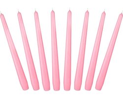 24 cm Conische Kaarsen voor Kandelaars en Kaarshouders - 8 stuks - Lange, Druipvrije Sierkaarsen met Lange Brandduur - Kaarsenset Roze