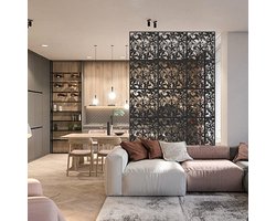 24-delig Kamerscherm - Bloemen Patroon - Scheidingswand - Ruimteverdeler - Wandpanelen - Decoratie - Room Divider Screen - Woonkamer - Stevig & Flexibel - Duurzaam Kunststof - 24 stuks - Makkelijk Te Monteren - 40x40 cm per paneel - Dikte: 0.1 cm