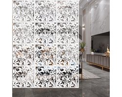 24-delig Kamerscherm - Bloemen Patroon - Scheidingswand - Ruimteverdeler - Wandpanelen - Decoratie - Room Divider Screen - Woonkamer - Stevig & Flexibel - Duurzaam Kunststof - 24 stuks - Makkelijk Te Monteren - 40x40 cm per paneel - Dikte: 0.1 cm