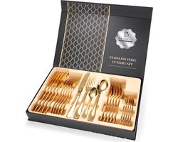 24-delig Luxe Goudkleurig Bestekset - RVS - Voor 6 Personen - Familie-set - Elegant Design