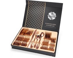 24-delig Luxe Roségoudkleurig Bestekset - RVS - Voor 6 Personen - Familie-set - Elegant Design