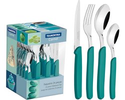 24-delige Bestekset in Groen Staal