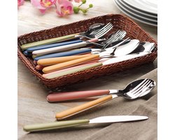 24-delige Bestekset Met Acryl Handvatten - Roestvrij Staal - Terracotta Kleur - Vaatwasmachinebestendig