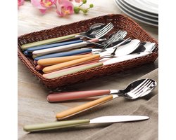 24-delige Bestekset Met Acryl Handvatten - Roestvrij Staal - Terracotta Kleur - Vaatwasmachinebestendig