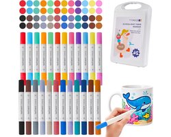 24-delige set kleurstiften voor beschilderen van kopjes, aardewerk, keramiek, steen, hout en metaal - Porseleinen stiften met dubbele punt in 24 kleuren