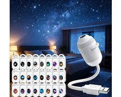 24-in-1 Hd Smart Dynamic 5D Holografische Nachtlichtprojector, Plug-and-Play, 360° verstelbaar, USB-voeding, sterrenhemel planetarium, cadeau voor kinderen