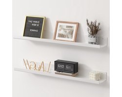 24 Inch Witte Acryl Wandplanken, 2 Stuks Wandgemonteerde Planken voor Vinyl Record, Boeken, Cosmetica en Ruimte Decoratie in Slaapkamer, Kantoor, Keuken en Badkamer