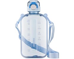 24 oz platte waterfles-reisfles-draagbare BPA-vrije vierkante waterfles-lekvrij, slanke waterflessen voor handtas, reizen in sport-blauw