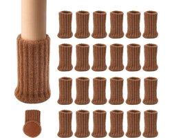 24 paar antislip gebreide meubelhoezen Geschikt voor stoelpoten, die krassen Geschikt voorkomen en geluid dempen, bruin.