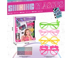 24 paar DIY vierkante zonnebrillenset Pop Singer feestgunsten Vriendschapsbrillen knutselen in bulk met letterkralen Lijm Pincet Acryl diamant- en parelstickers voor vrouwen 1989, meerdere kleuren