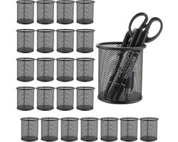 24-Pack Zwarte Metaal Pennenhouder van 9x10cm - Ronde Desk Organizer voor Kantoor en Thuis, Perfect voor Pennen, Potloden en Bureau Accessoires