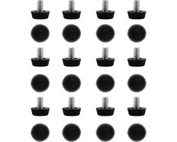 24 Pcs M6 Verstelbare Meubelpoten met Rubberen Basis - Verstelbare Meubelvoeten met Antislip Rubberbescherming - Schroefvoeten voor Meubels, Stoelen, Tafels, Sofa, Antischokdemping, Zwart