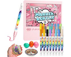 24 Porseleinen Stiften - Vaatwasmachinebestendig - Waterbestendige Porseleinstiften voor Pottenbakkersbeker - Acrylstiften voor Steen, Hout, Keramiek, Porselein