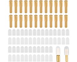 24 St Plankpennen, Messing Boekenkast Plankpennen met 52 Anti-Slip Siliconen Hoezen Gele Plankpennen voor Planken Metalen Plankpennen voor Houten Glazen Planken