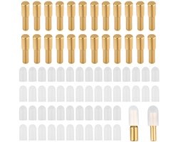 24 St Plankpennen, Messing Boekenkast Plankpennen met 52 Antislip Siliconen Hoezen Gele Plankpennen voor Planken Metalen Plankpennen voor Houten Glazen Planken