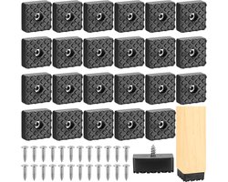 24 STK Schroefbare rubberen voetjes, zwarte meubelvoetjes, rubberen buffers Meubelvoetjes, vierkante voetkappen voor tuinstoelen, antislip meubelglijders met schroeven, 30x30mm