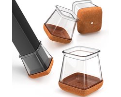 24-STKS Transparant Vierkant Siliconen Stoel Been Vloerbeschermers - Stoel Been Hoezen - Meubels Voeten Beschermers - Geen Lawaai - Geen Krassen - Rubberen Stoel Been Caps - Pads - Transparant M stoelpootbeschermers