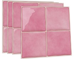 24 stuks 3D Epoxy Zelfklevende Wandpanelen - Olieafstotend 15×15cm - D-PBS-Serie - Roze
