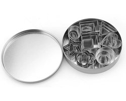 24 stuks - 8 vormen - Mini metalen koekjesvormset - Mini fruit- en groentesnijder/ster hart ronde bloem vierkante mini-snijder - Kinderlunchkoekjesvorm - Mini geometrische koekjesvorm