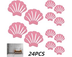 24 stuks-antislip stickers-schelpen-zelfklevende stickers-vloerstickers-geschikt voor badkamers-badkuipen-trappen-keukens-zwembaden-sauna's-toiletten-roze- 7*9cm