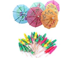 24 stuks Cocktail Parasols - Papieren Parasols voor Dranken - Bar Accessoires - Parasol Prikkers - Strandfeest Decoraties - Tropische Drank Presentatie in Oranje Blauw Roze - Allecto Plus