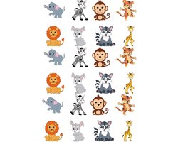 24 Stuks Cupcake Toppers met Jungle Dieren, Feestelijke Cake Decoratie voor Verjaardagen en Bruiloften, 8 Verschillende Modellen