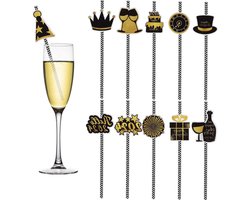 24 stuks Gelukkig Nieuwjaar papieren rietjes - 2024 nieuwjaarsfeestrietjes - decoratieve rietjes - oudejaarsavond tafeldecoraties - feestbenodigdheden - winter feestelijke rietjes.